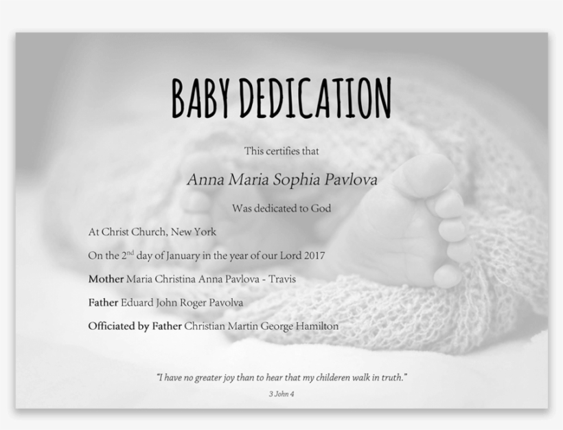 Baby Dedication Certificate With Baby Feet In Blanket - Dedication, transparent png #3646180