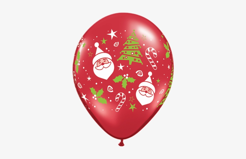 11" Santa & Christmas Tree Latex Balloons X - Christmas Balloon Png, transparent png #3647554