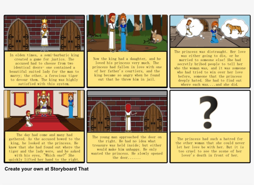 The Lady Or The Tiger - Storyboard, transparent png #3647754