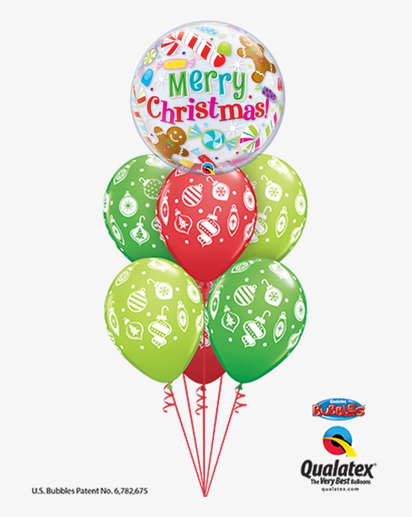 Merry Christmas Bubble Balloon Bouquet - Buque De Baloes Qualatex, transparent png #3648101