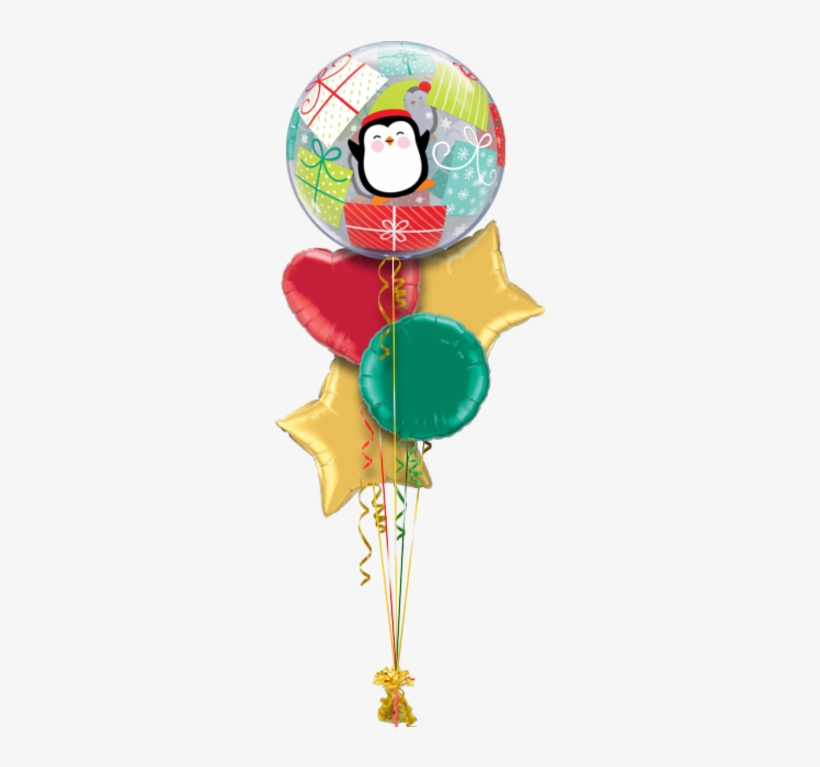 Penguin Christmas Bubble Christmas Balloon - Penguins & Presents Bubble Balloon, transparent png #3648232