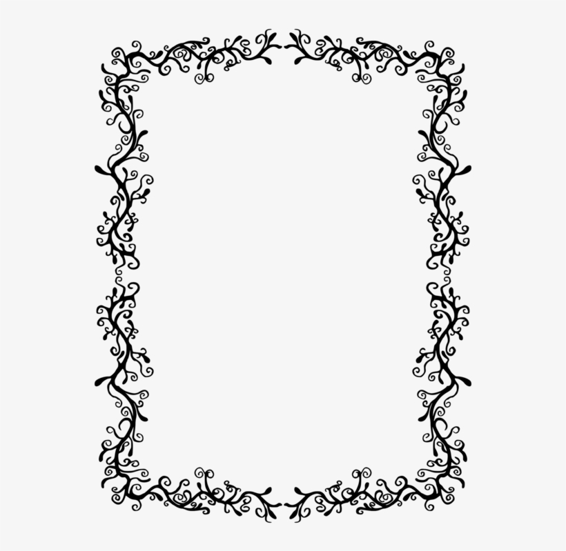 Borders And Frames Decorative Borders Decorative Arts - Floral Border Black And White, transparent png #3650442