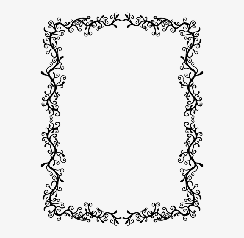 Borders And Frames Decorative Borders Decorative Arts - Floral Border Black And White, transparent png #3650442
