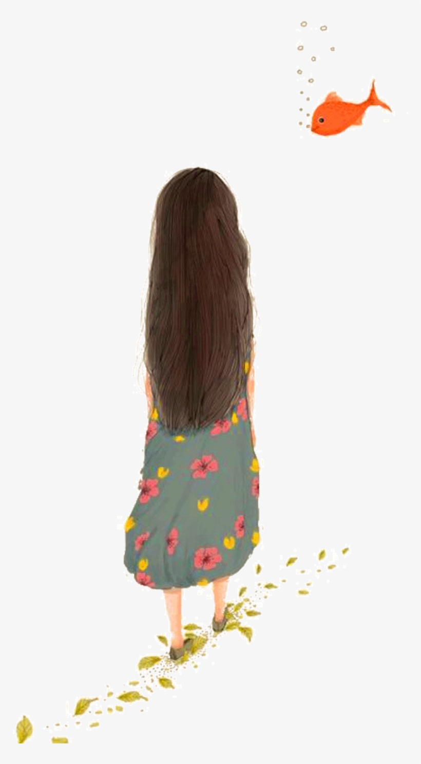 Hand Painted Little Girl Back Hd Transparent Psd Image - Petite Fille De Dos Png, transparent png #3651484