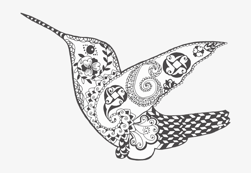 Grey-bird - Black And White Hummingbird Art, transparent png #3653228