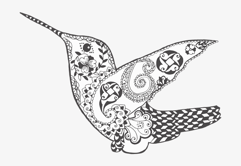 Grey-bird - Black And White Hummingbird Art, transparent png #3653228