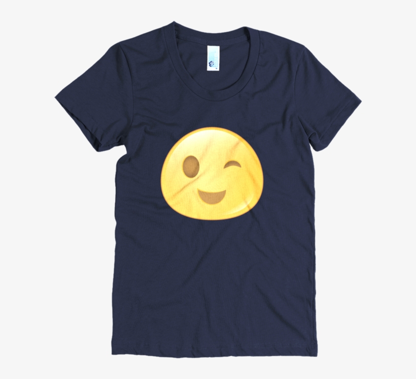 Expressive Wink Emoji Women's Short Sleeve Poly Cotton - Eat Fruit Not Animals, transparent png #3653720
