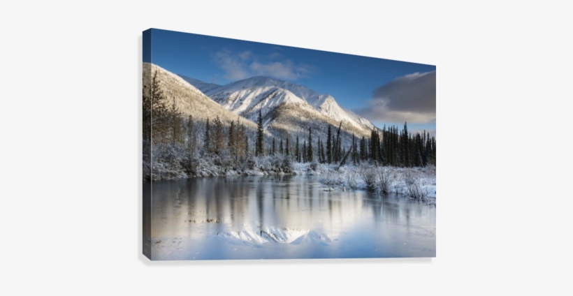 Thin Ice On A Pond Following A Fresh Snow On Mountains - Printscapes Wall Art: 36" X 24" Canvas Print With Black, transparent png #3656020