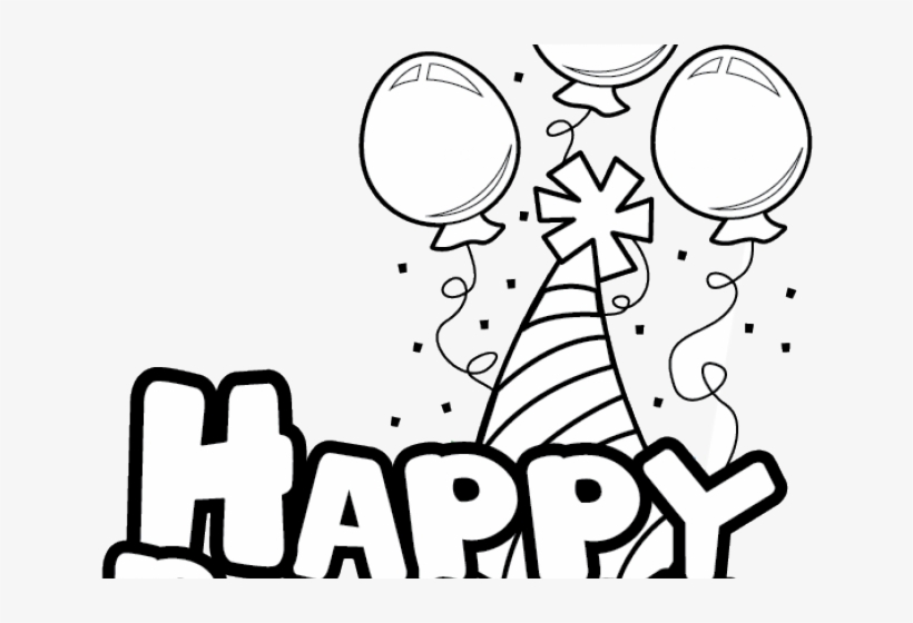 Free Happy Birthday Clipart - Black And White Happy Birthday Clipart, transparent png #3656988