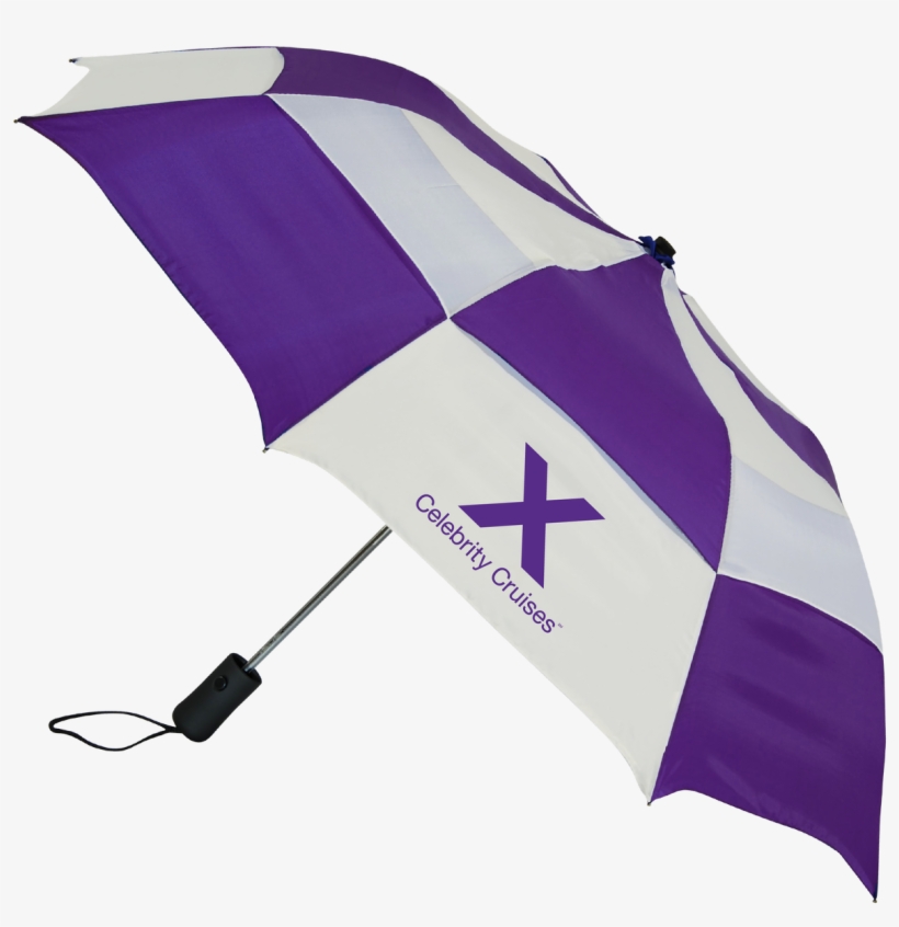 U221 42" Checkerboard Vented Folding Umbrella As Low - Celebrity Cruises, transparent png #3657954