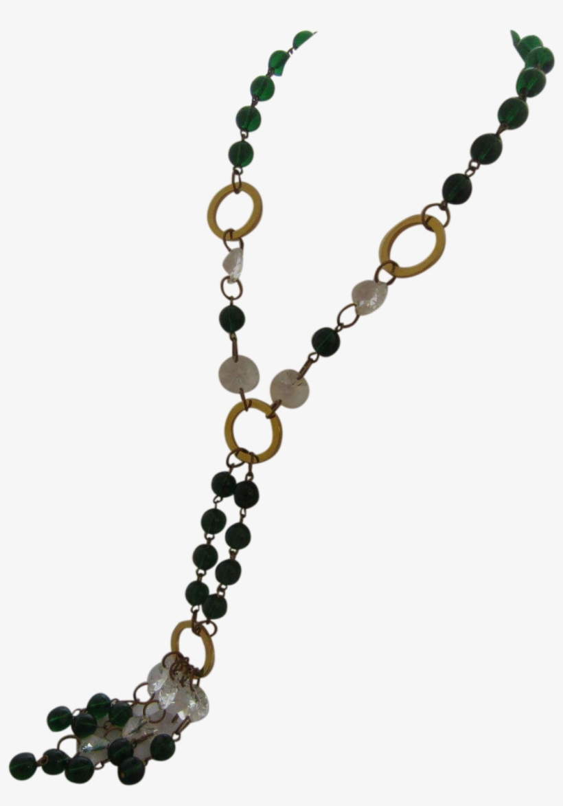 Gorgeous Green Poured Glass Bead, Faceted Crystals - Necklace, transparent png #3658751