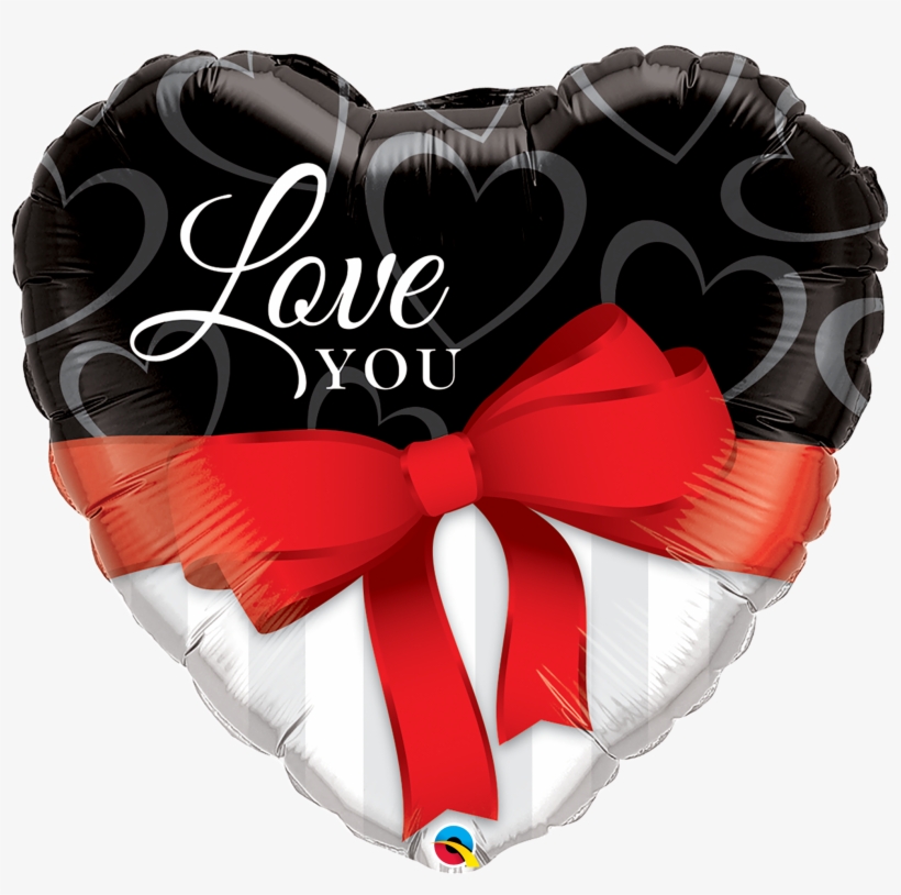Love You Red Ribbon 36 Inch Heart Shape 21656 A30 - 18" Love You Red Ribbon Foil Balloon, transparent png #3660854