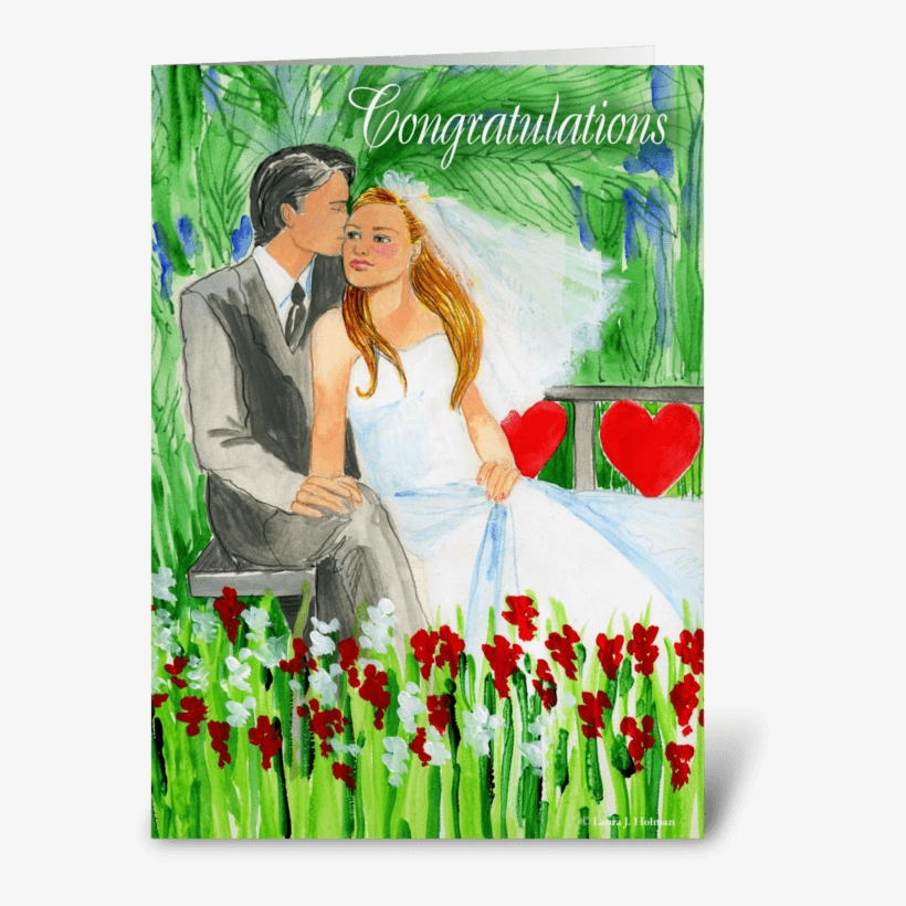 Wedding Congratulations Romantic Couple Greeting Card - Wedding Romantische Braut Und Bräutigam Im Garten Karte, transparent png #3661257