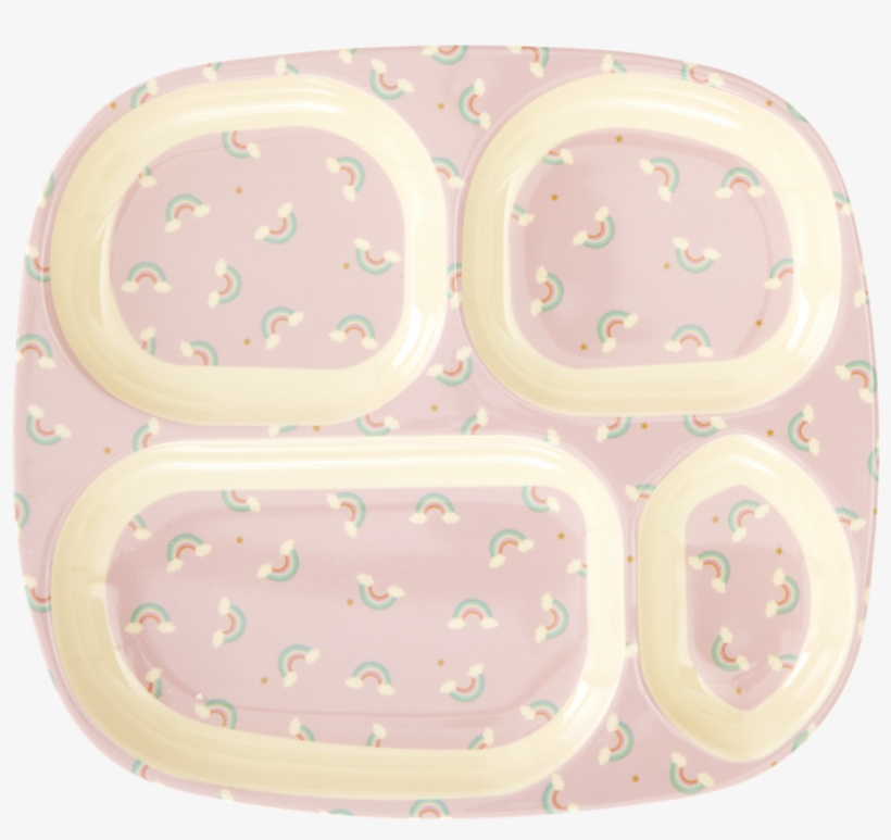4-room Plate With Rainbow Print - Rice Melamine Divided Plate Plates, transparent png #3661965