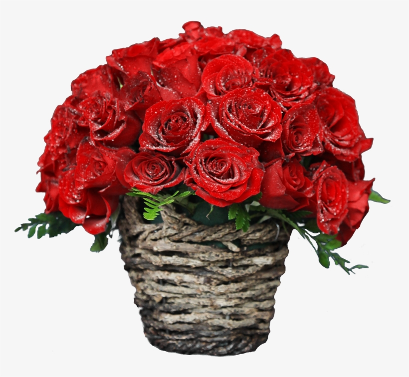 Kithul Basket With 50 Red Roses - Rose Guldasta, transparent png #3662490