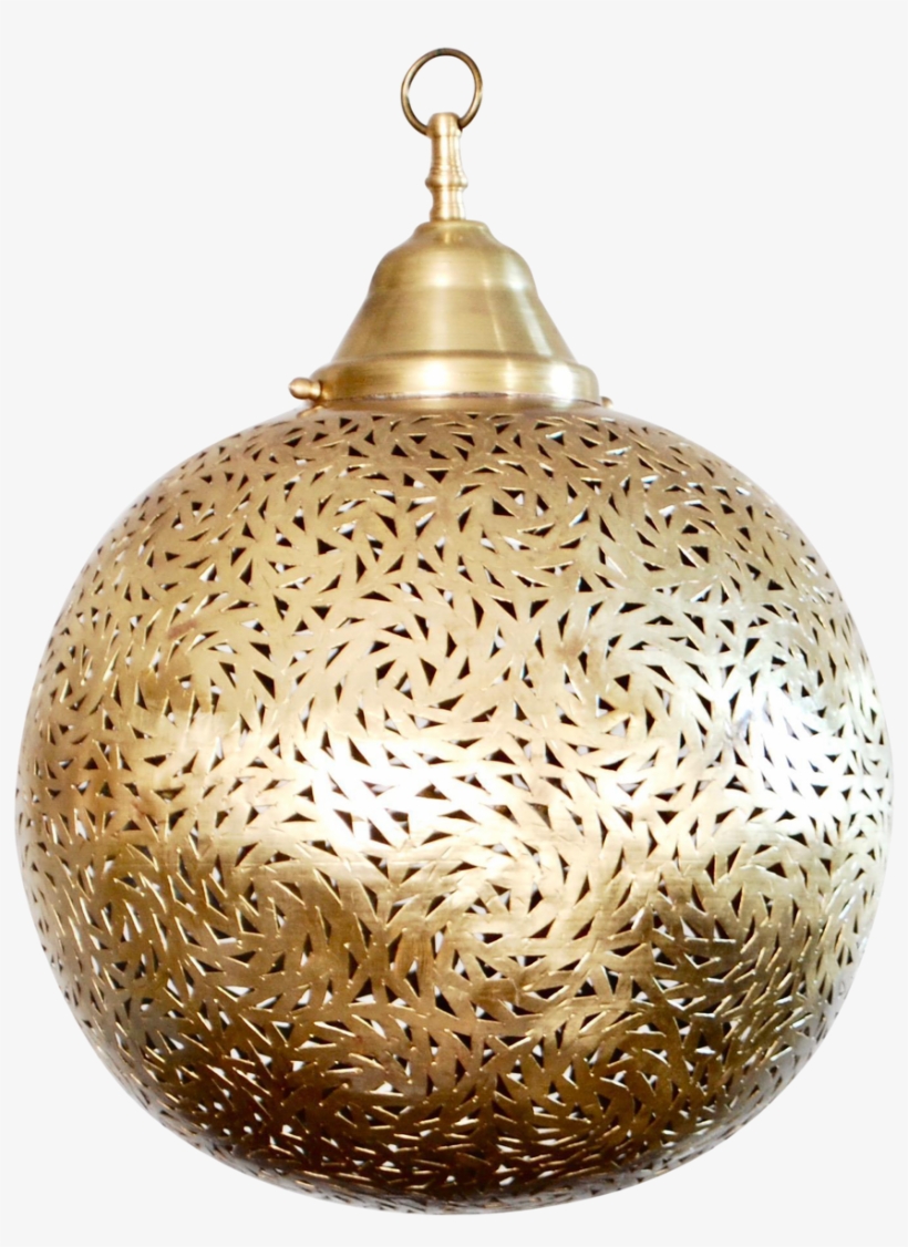 Moroccan Brass Hanging Pendant Lamp - Ceiling Fixture, transparent png #3663448