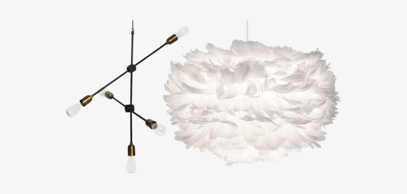 Pendant Lamps - Mia Light Feder Hänge Leuchte Ø350mm/ Design/ Weiß/, transparent png #3663643