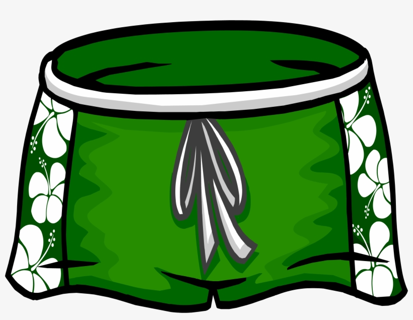 Green Hawaiian Shorts - Swim Shorts Club Penguin, transparent png #3664160