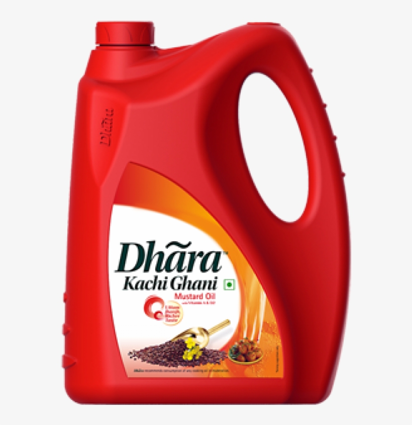 Dhara Kachhi Ghani Mustard Oil, 5 Liter Bottle - Price Of Dhara Mustard Oil, transparent png #3666076