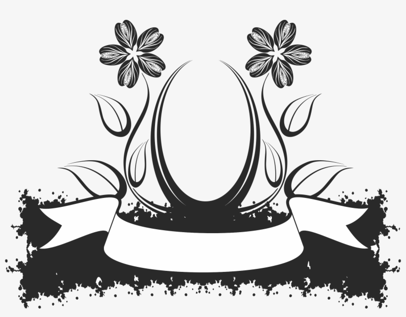 Black And White Crown Design Clipart - Design Flower Clipart, transparent png #3666736