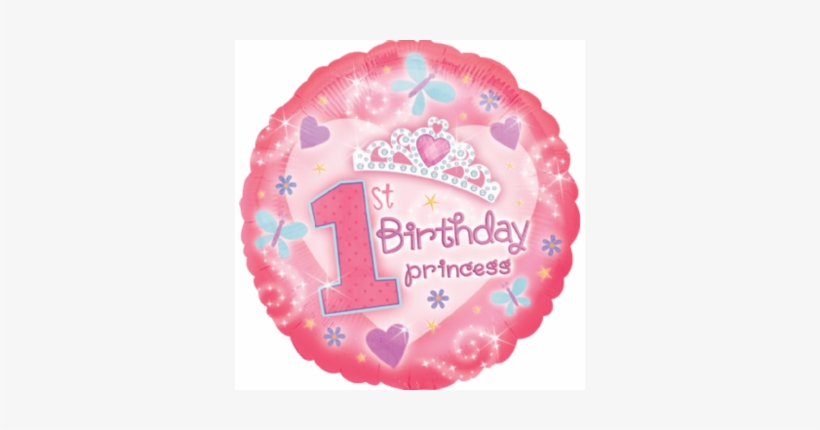 18" Round Happy 1st Birthday Princess Balloon - Happy 1st Birthday Baby Girl, transparent png #3667338