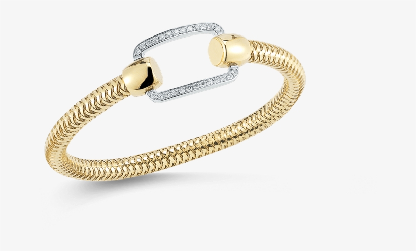 Roberto Coin Flexible Bangle With Pave Rectangle Station - Bracelet, transparent png #3667679