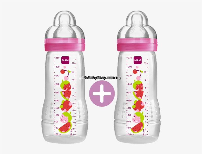 Mam Easy Active Baby Feeding Bottle 330ml - Mam Baby Bottle 330ml 2 Pack - Pink, transparent png #3667750