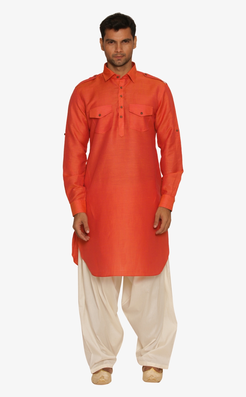 Manyavar Vibrant Orange Pathani - Pathani Suit For Man, transparent png #3670347