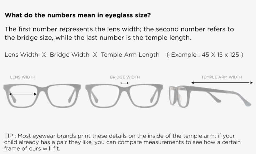 Kids Eyeglass Sizing - Do The Numbers On My Glasses Mean, transparent png #3671165