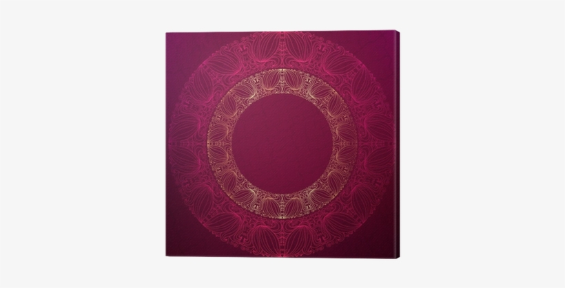 Round Golden Frame On A Dark Pink Background Canvas - Circle, transparent png #3671479