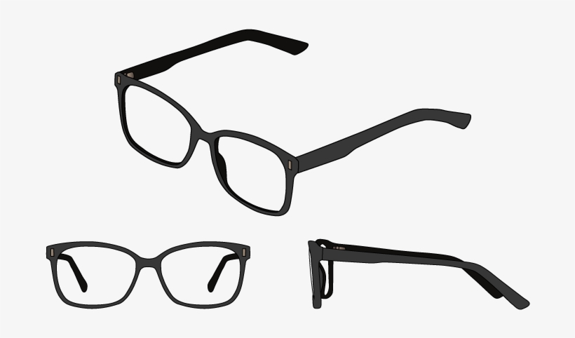 Three Views Of Square Glasses Frames - Square Glasses Frames, transparent png #3671603