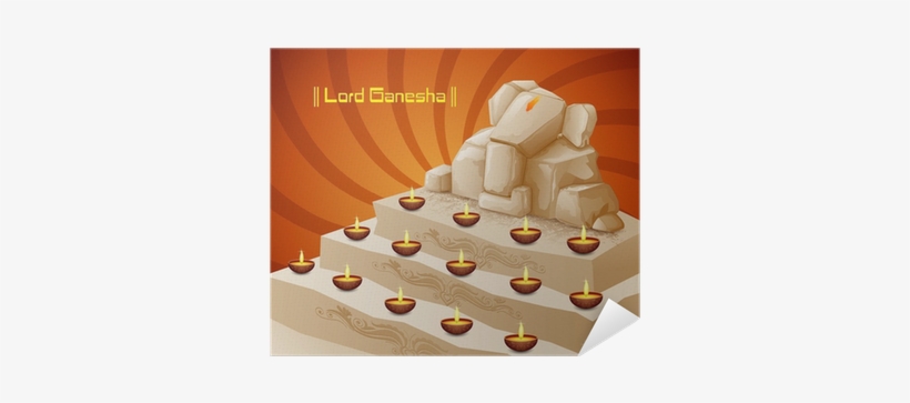 Vector Illustration Of Lord Ganesha With Burning Diya - Ganesha, transparent png #3671763