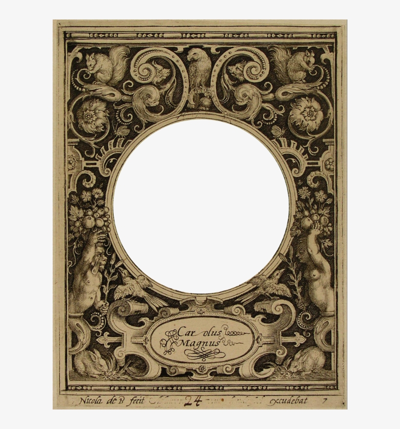 Explore Vintage Labels, Vintage Clip And More - Portret Van Karel De Grote In Medaillon Binnen Rechthoekige, transparent png #3672351