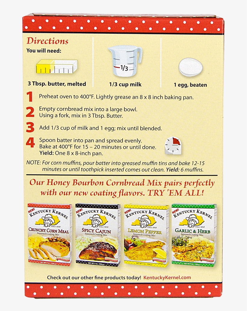 Kentucky Kernel Southern-style Honey Bourbon Cornbread - Kentucky, transparent png #3673034