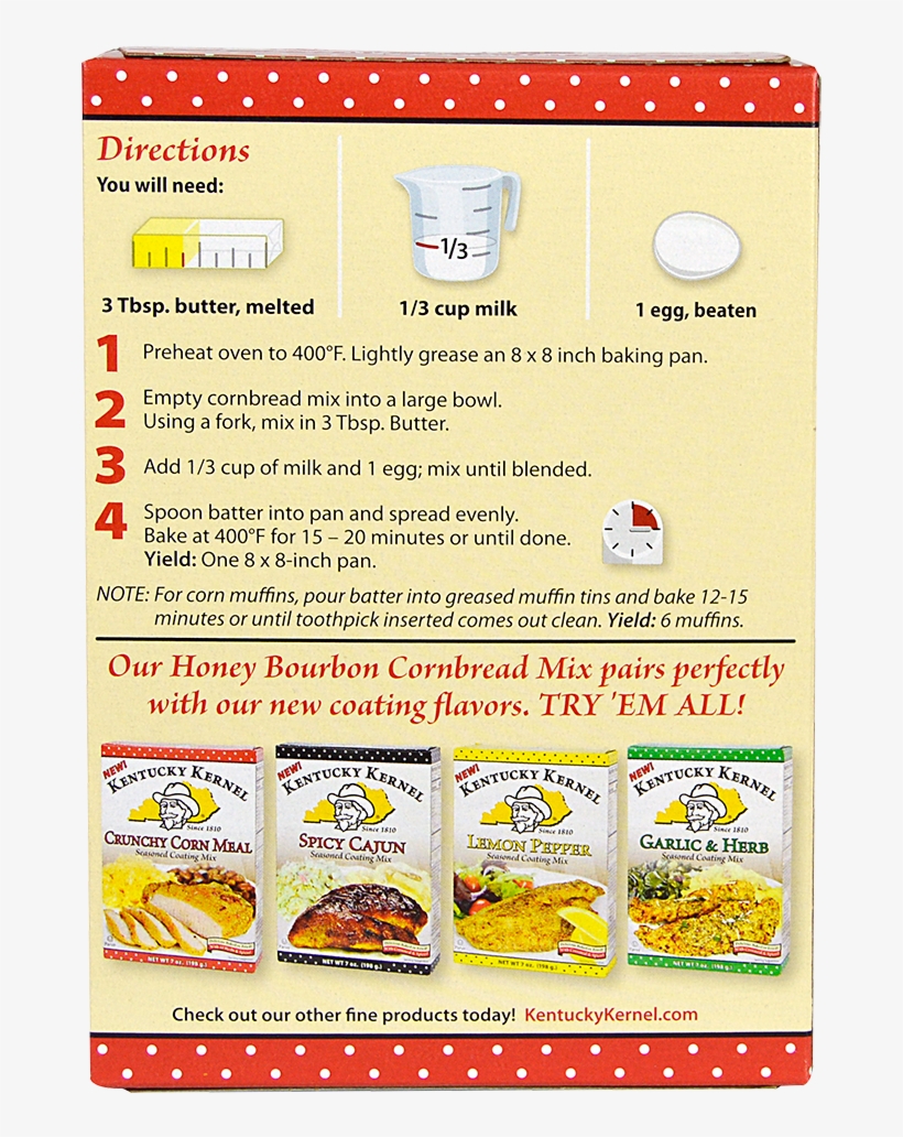 Kentucky Kernel Southern-style Honey Bourbon Cornbread - Kentucky, transparent png #3673034