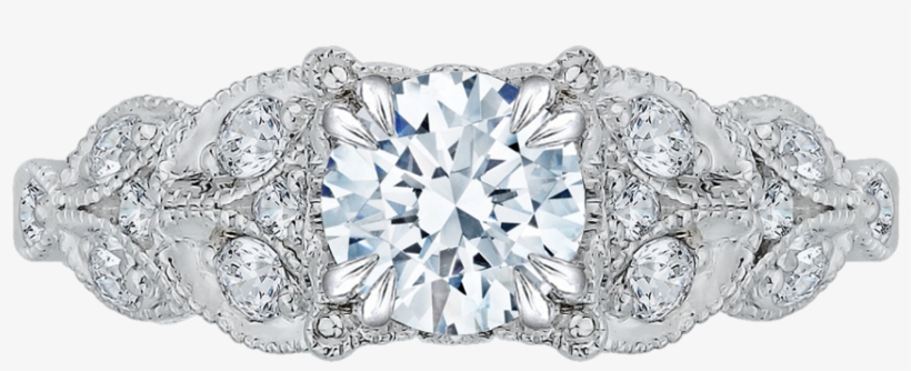 14k White Gold Round Diamond Floral Engagement Ring - Tacori Ht254625rd8 Pave Diamond Engagement Ring In, transparent png #3673612
