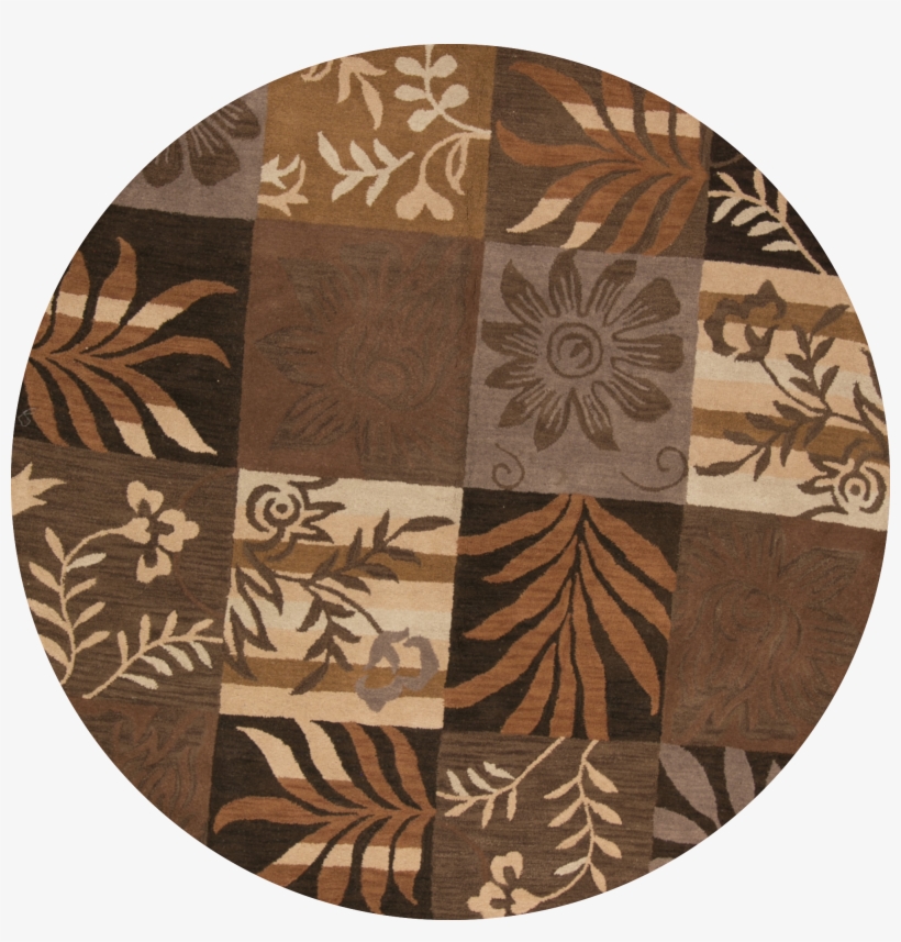 Rugsource Tropical Floral 8 Ft Hand Tufted Floral Agra - Rugsource 8x8 Agra Oushak Oriental Round Rug, Brown, transparent png #3674053