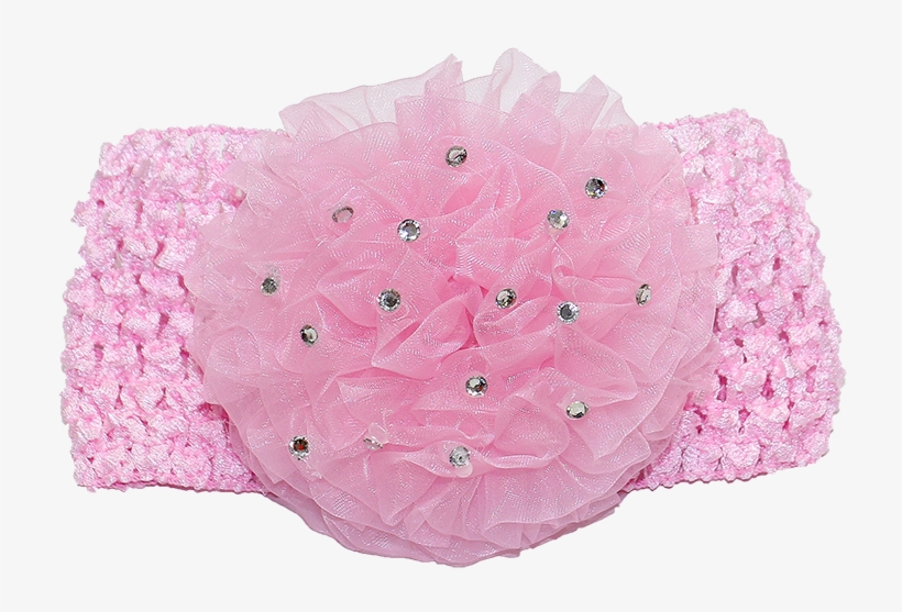 Hairband With Large Organza Pink Flower - Organza, transparent png #3675028