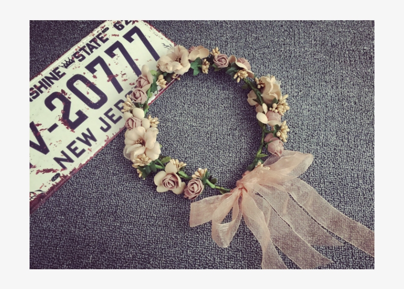 Women Faux Flower Hair Garland Headband Floral Wreath, transparent png #3675058