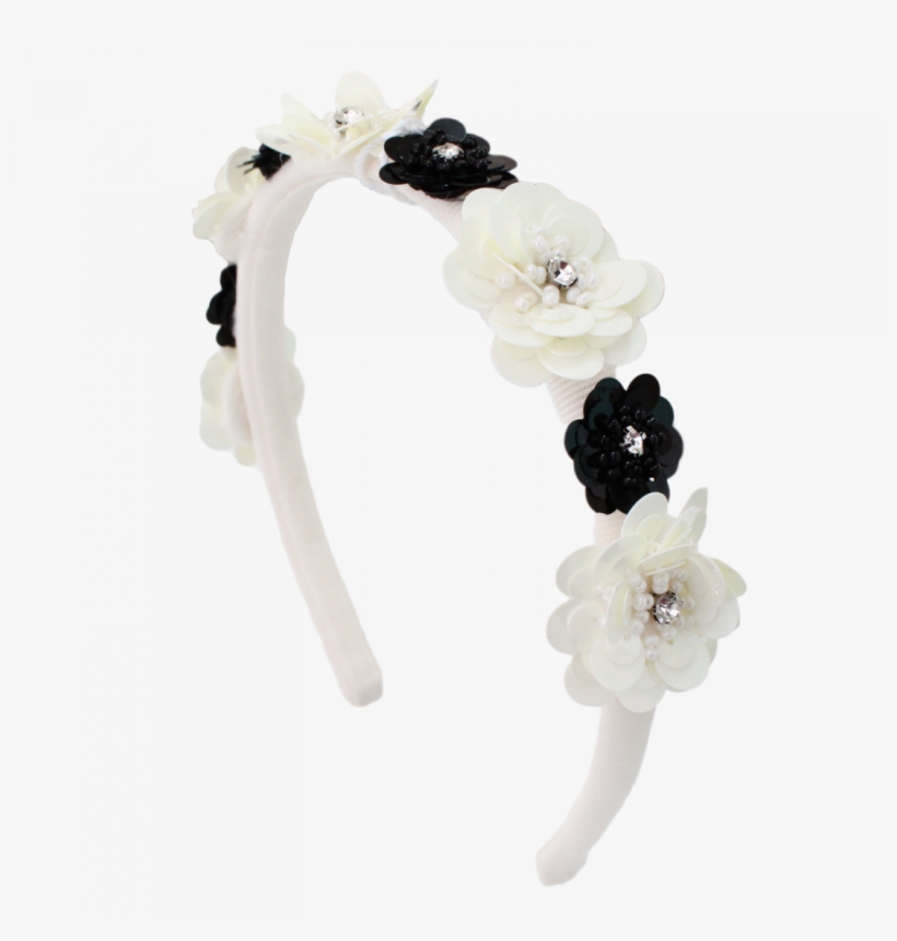 Cream Hairband With Flowers - Cream, transparent png #3675114