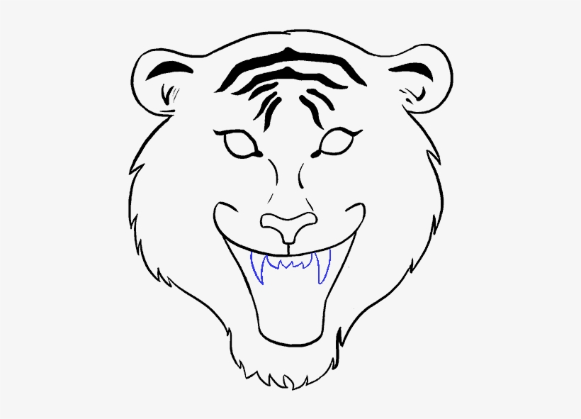 Drawn Tigres Side Face - Tiger Face Drawing Easy, transparent png #3675117