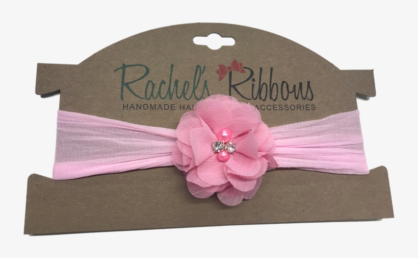 Sheer Headband W/ Pearled Sweetheart - Rose, transparent png #3675544