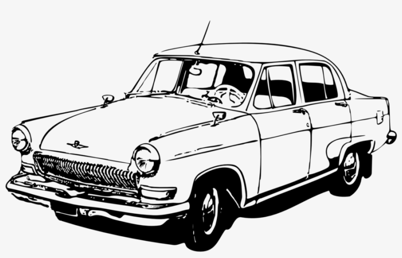 Illustration Of A Car - Old Car Black And White Clipart, transparent png #3675617
