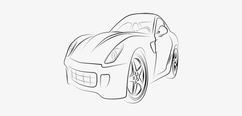 Sports Car Line Drawing - Car, transparent png #3675771