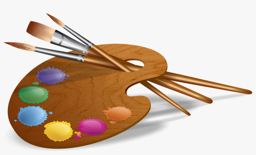 Paint Brushes The Palette Painting Colored - Art Group Clipart, transparent png #3675845