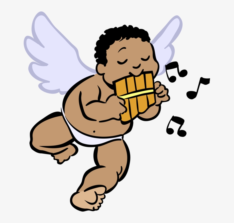 Vector Illustration Of Winged Cupid Angel God Of Desire - Black Baby Angels, transparent png #3676502