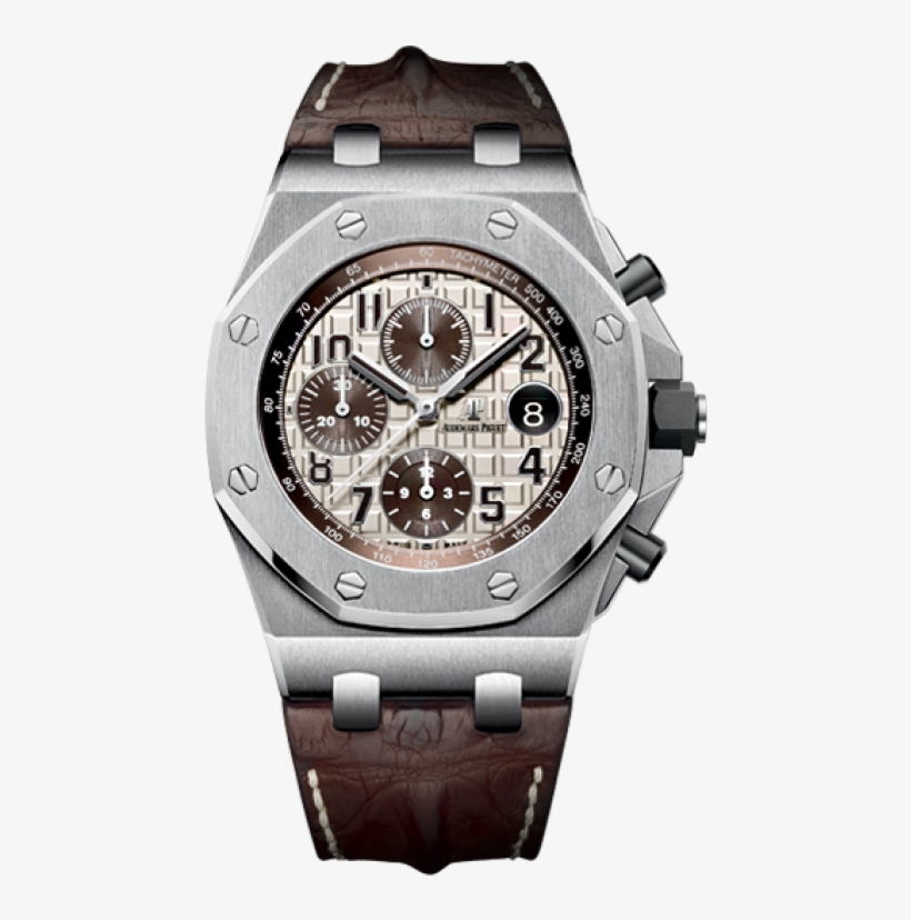 Royal Oak Offshore Ivory Dial Brown Alligator Leather - Audemars Piguet Offshore Safari, transparent png #3676704