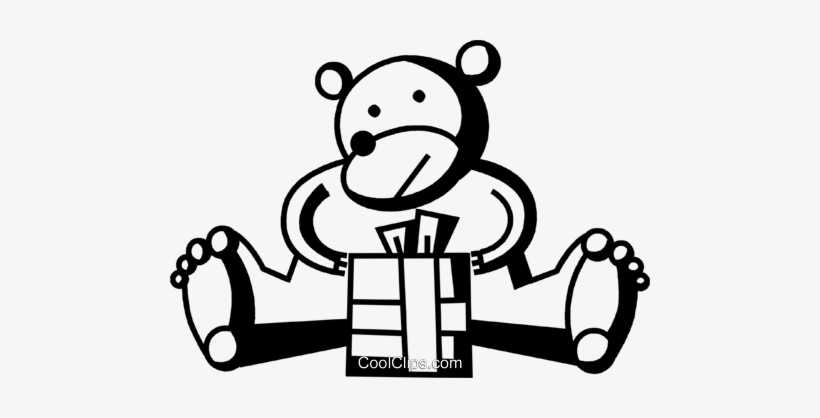Bear Opening His Birthday Gift Royalty Free Vector, transparent png #3677610