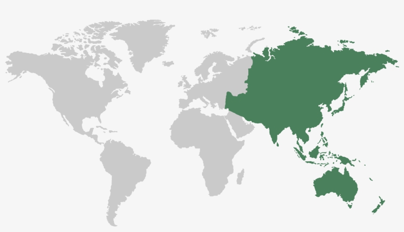Asia And Australia - World Map With South Africa, transparent png #3679318