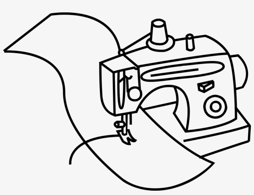 Vector Illustration Of Sewing Machine Stitches Fabric - Sewing Machine Drawing Png, transparent png #3682204